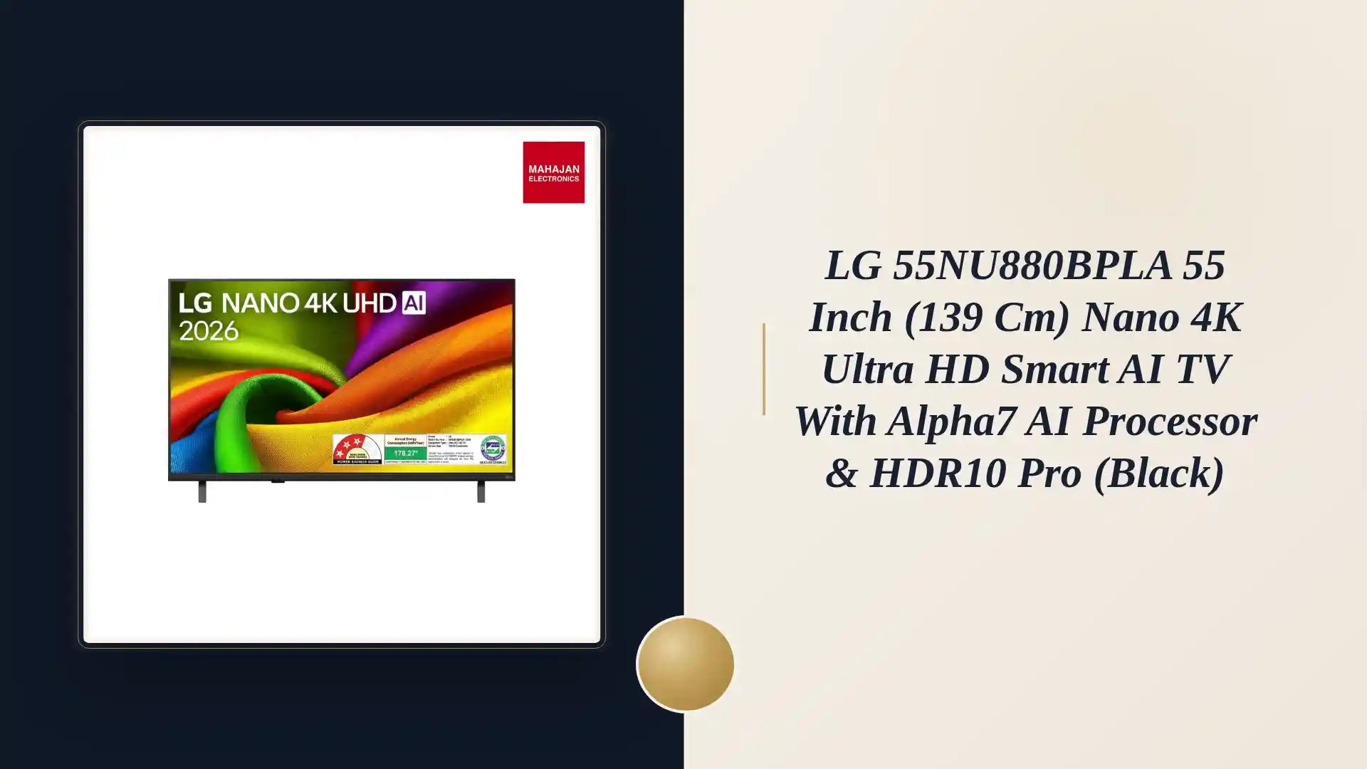 LG 55NU880BPLA 55 Inch (139 cm) Nano 4K Ultra HD Smart AI TV with Alpha7 AI Processor &amp; HDR10 Pro (Black) by@Outfy