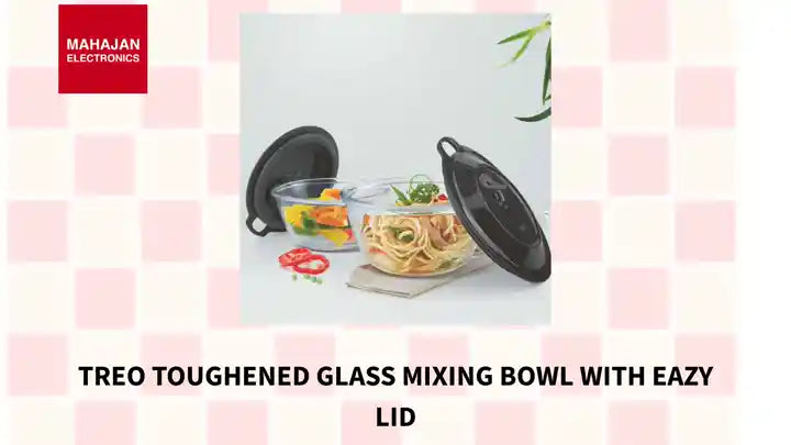 TREO Toughened Glass Mixing Bowl with Eazy Lid by@Outfy