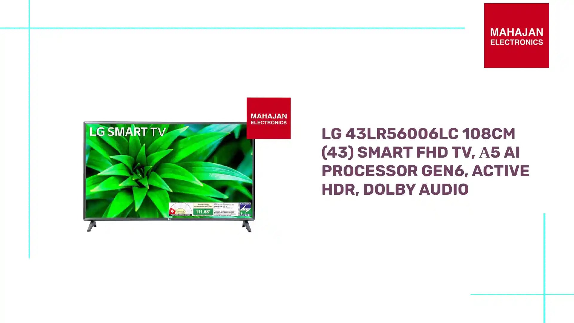 LG 43LR56006LC 108cm (43) Smart FHD TV, &alpha;5 AI Processor Gen6, Active HDR, Dolby Audio by@Outfy
