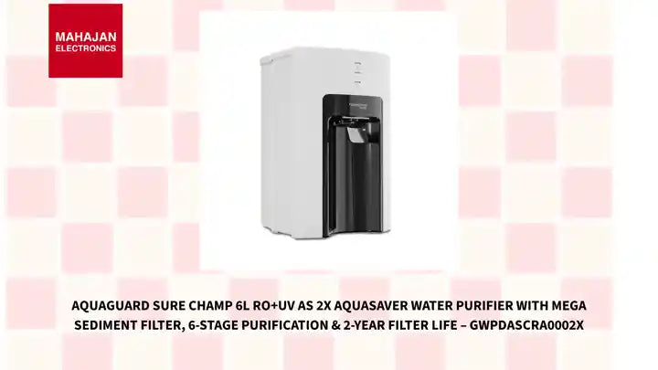 Aquaguard Sure Champ 6L RO+UV AS 2X AQUASAVER Water Purifier with Mega Sediment Filter, 6-Stage Purification &amp; 2-Year Filter Life &ndash; GWPDASCRA0002X by@Outfy
