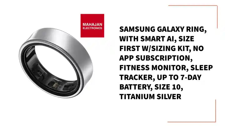 Samsung Galaxy Ring, with Smart AI, Size First W/Sizing Kit, No App Subscription, Fitness Monitor, Sleep Tracker, Up to 7-Day Battery, Size 10, Titanium Silver by@Outfy
