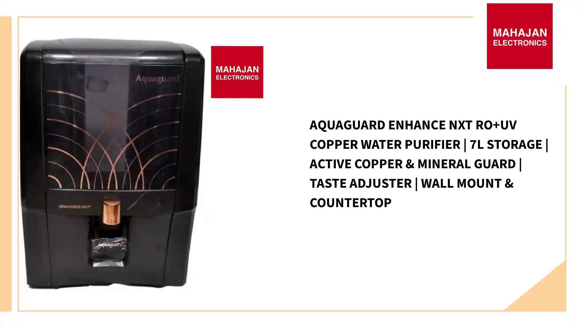 Aquaguard Enhance NXT RO+UV Copper Water Purifier | 7L Storage | Active Copper &amp; Mineral Guard | Taste Adjuster | Wall Mount &amp; Countertop by@Outfy