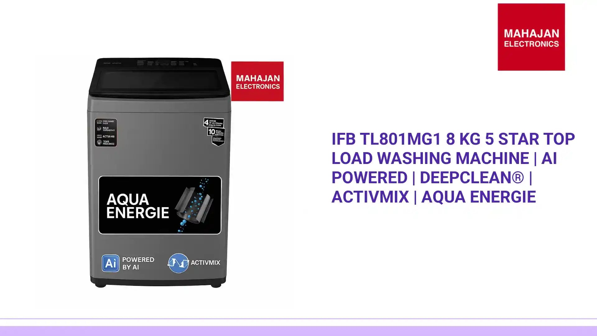 IFB TL801MG1 8 Kg 5 Star Top Load Washing Machine | AI Powered | DeepClean&reg; | ActivMix | Aqua Energie by@Outfy