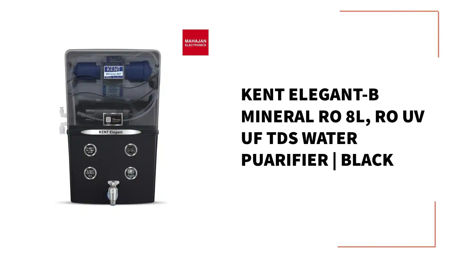 KENT ELEGANT-B MINERAL RO 8L, RO UV UF TDS Water Puarifier | Black by@Outfy