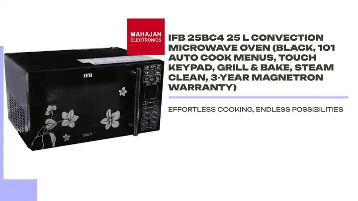 IFB 25BC4 25 L Convection Microwave Oven (Black, 101 Auto Cook Menus, Touch Keypad, Grill &amp; Bake, Steam Clean, 3-Year Magnetron Warranty) by@Outfy
