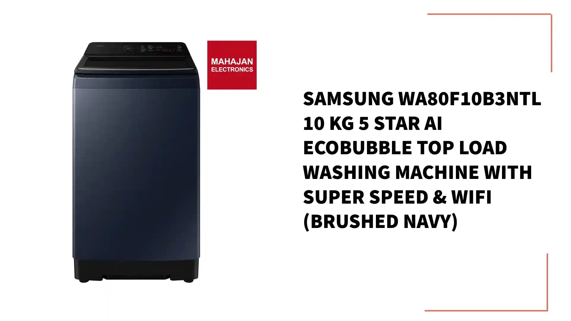 Samsung WA80F10B3NTL 10 Kg 5 Star AI EcoBubble Top Load Washing Machine with Super Speed &amp; WiFi (Brushed Navy) by@Outfy