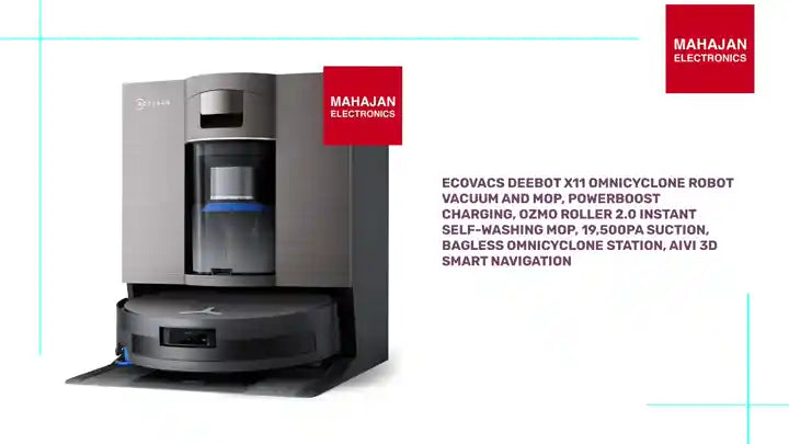 ECOVACS DEEBOT X11 OmniCyclone Robot Vacuum and Mop, PowerBoost Charging, OZMO Roller 2.0 Instant Self-Washing Mop, 19,500Pa Suction, Bagless OMNICYCLONE Station, AIVI 3D Smart Navigation by@Outfy