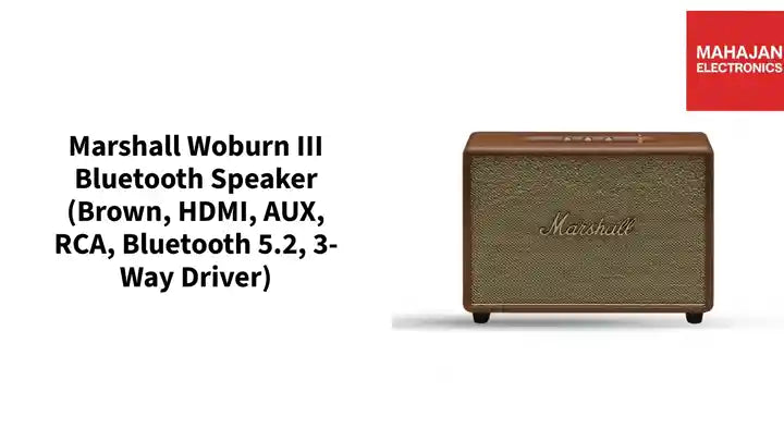Marshall Woburn III Bluetooth Speaker (Brown, HDMI, AUX, RCA, Bluetooth 5.2, 3-Way Driver) by@Outfy