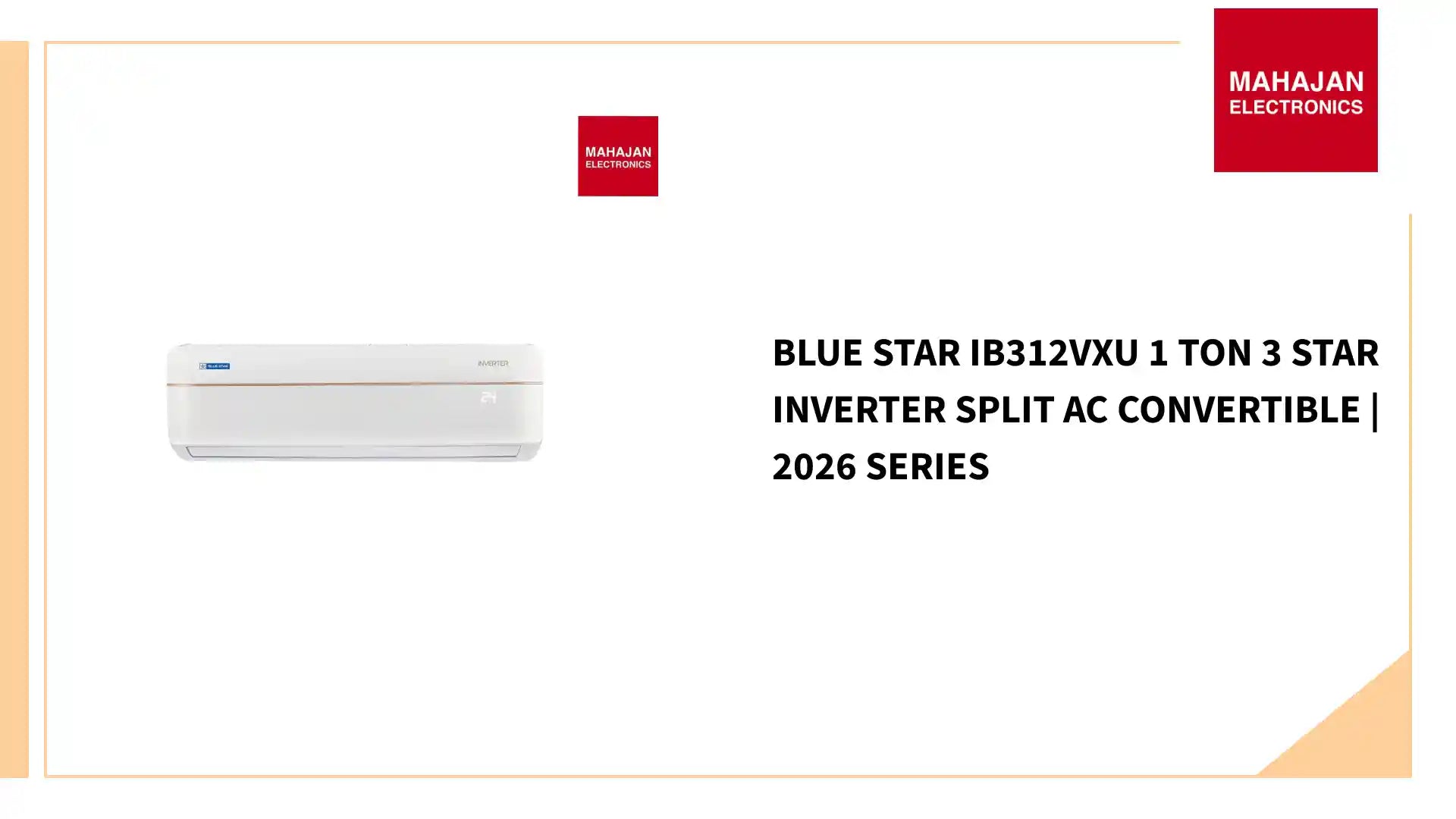 Blue Star IB312VXU 1 Ton 3 Star Inverter Split AC Convertible | 2026 Series by@Outfy