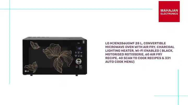 LG MJEN286UGWF 28 L, Convertible Microwave Oven with Air Fry, Charcoal Lighting Heater, Wi-Fi Enabled ( Black, Motorised Rotisserie, 60 Air Fry Recipe, 40 Scan to Cook Recipes &amp; 331 Auto Cook Menu) by@Outfy