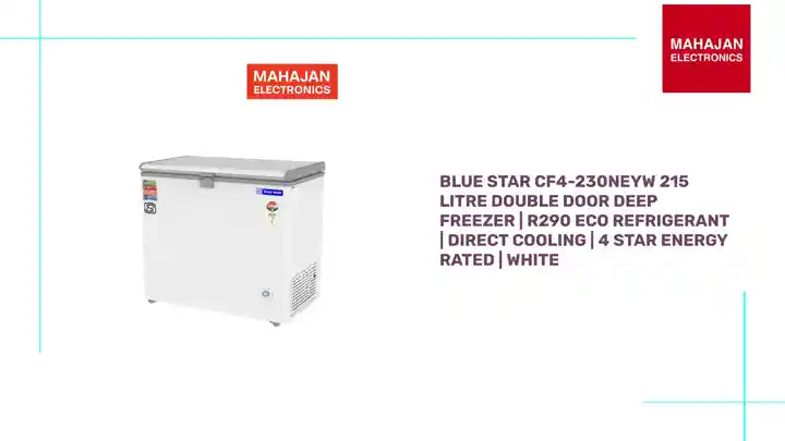Blue Star CF4-230NEYW 215 Litre Double Door Deep Freezer | R290 Eco Refrigerant | Direct Cooling | 4 Star Energy Rated | White by@Outfy