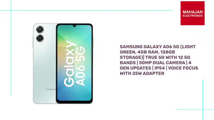 Samsung Galaxy A06 5G (Light Green, 4GB RAM, 128GB Storage)| True 5G with 12 5G Bands | 50MP Dual Camera | 4 Gen Updates | IP54 | Voice Focus With 25W Adapter by@Outfy
