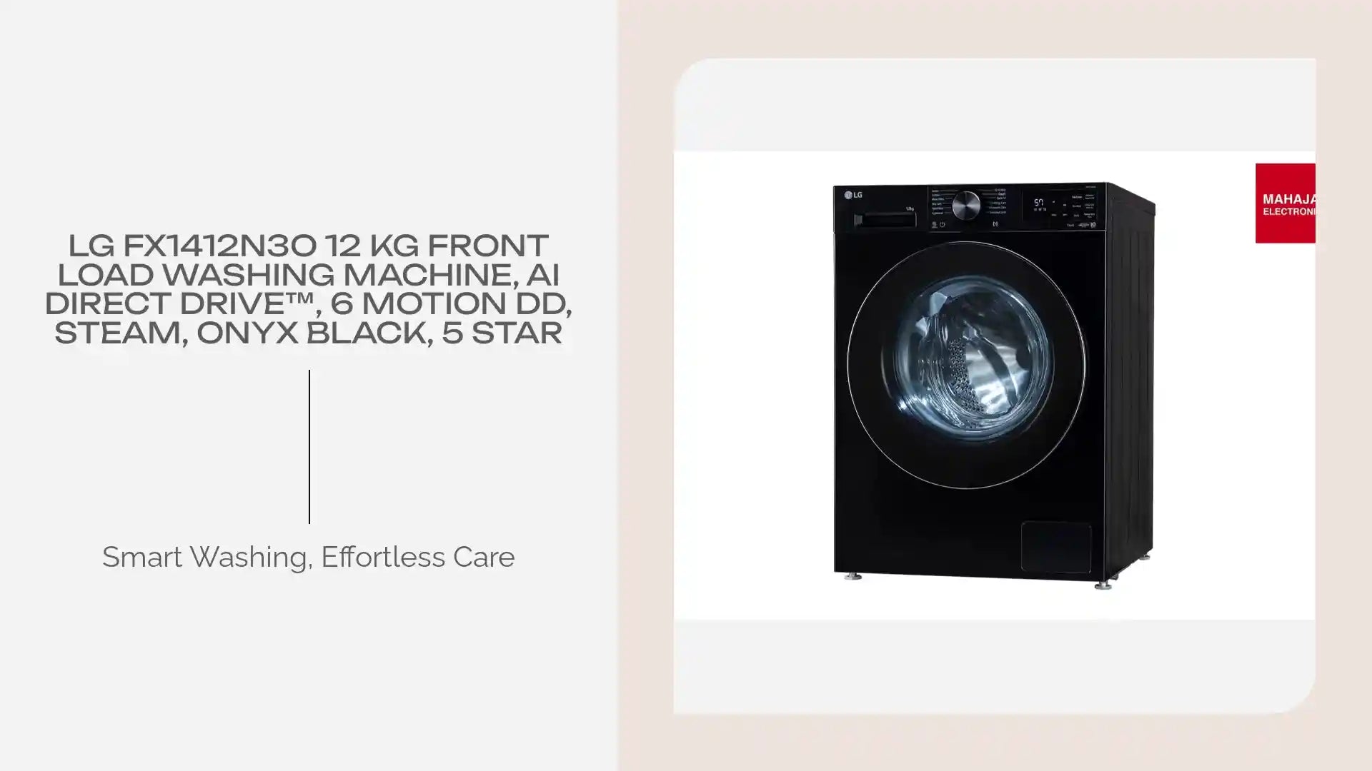 LG FX1412N3O 12 KG Front Load Washing Machine, AI Direct Drive&trade;, 6 Motion DD, Steam, Onyx Black, 5 Star by@Outfy