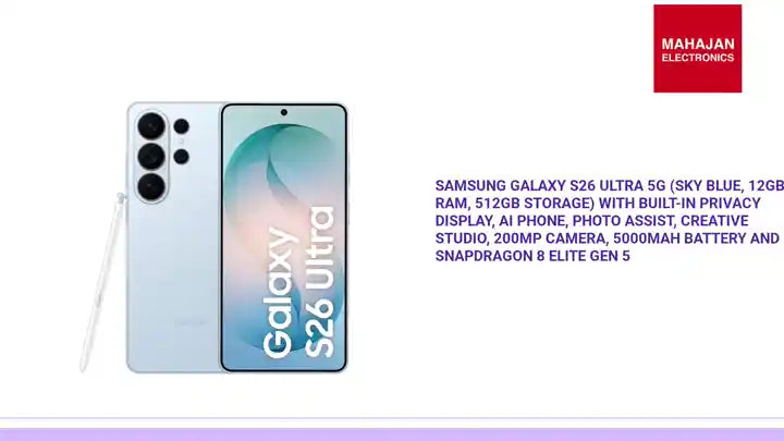 Samsung Galaxy S26 Ultra 5G (Sky Blue, 12GB RAM, 512GB Storage) with Built-in Privacy Display, AI Phone, Photo Assist, Creative Studio, 200MP Camera, 5000mAh Battery and Snapdragon 8 Elite Gen 5 by@Outfy