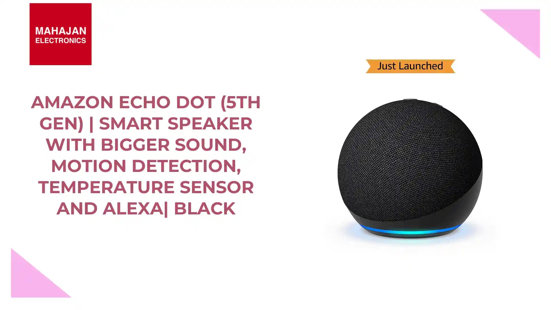 Amazon Echo Dot (5th Gen ) | Smart speaker with Bigger sound, Motion Detection, Temperature Sensor and Alexa| Black by@Outfy