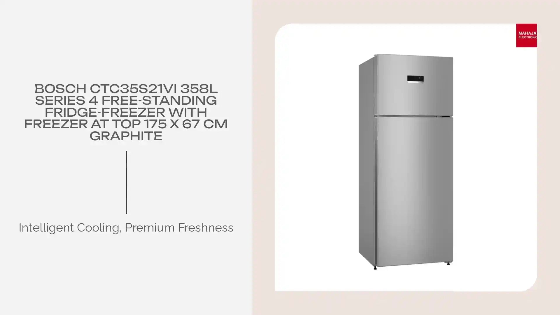 Bosch CTC35S21VI 358L Series 4 free-standing fridge-freezer with freezer at top 175 x 67 cm Graphite by@Outfy