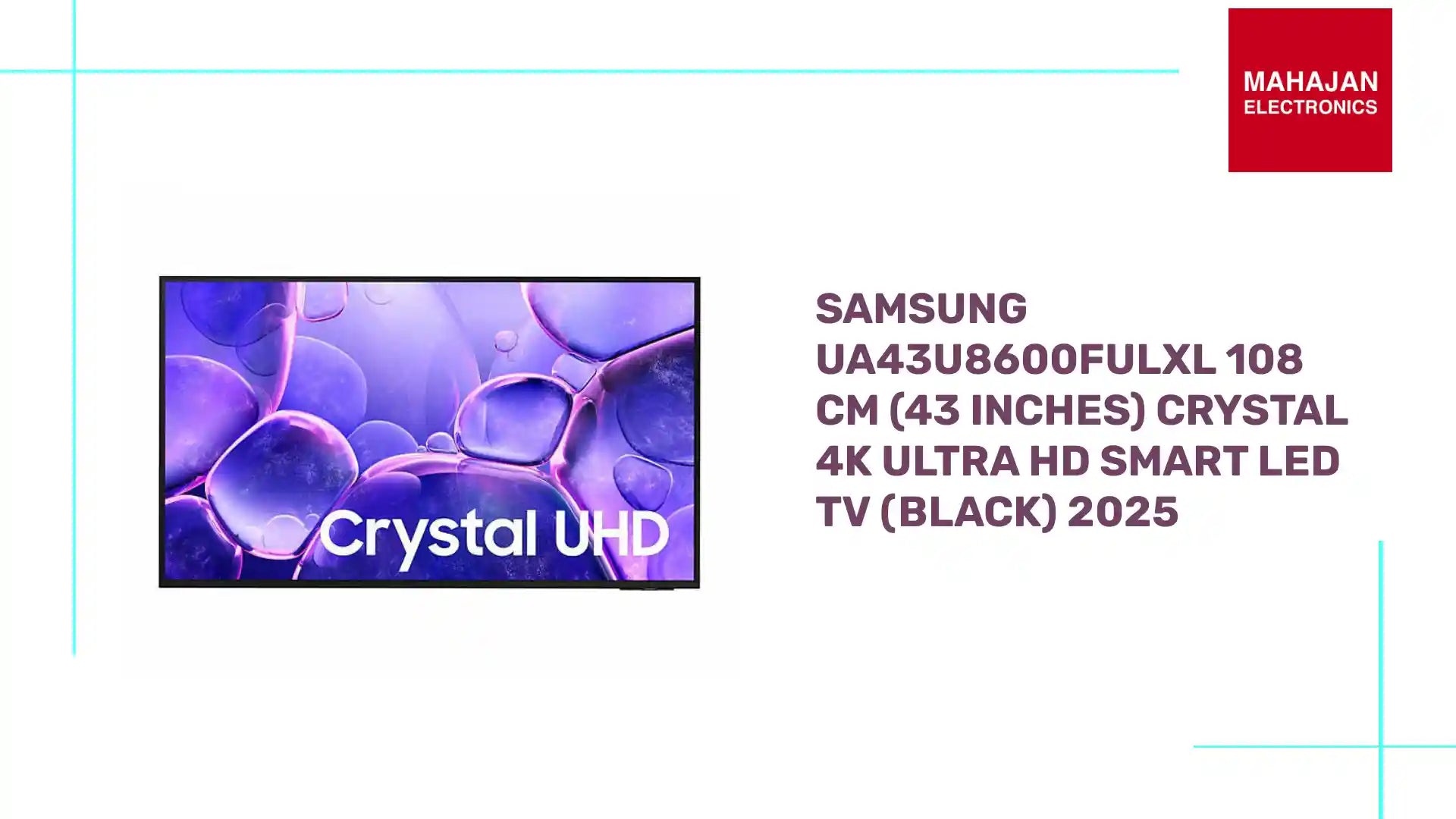 Samsung UA43U8600FULXL 108 cm (43 inches) Crystal 4K Ultra HD Smart LED TV (Black) 2025 by@Outfy