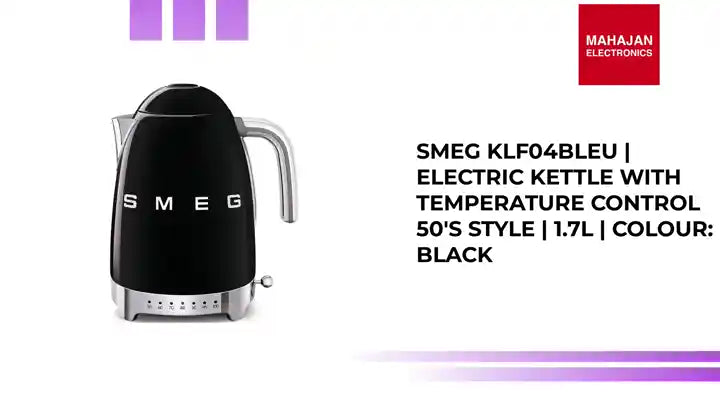 SMEG KLF04BLEU | Electric kettle with temperature control 50's Style | 1.7L | Colour: black by@Outfy