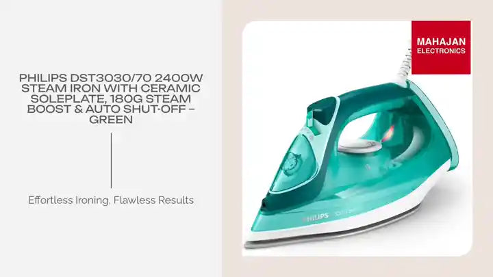 Philips DST3030/70 2400W Steam Iron with Ceramic Soleplate, 180g Steam Boost &amp; Auto Shut-Off &ndash; Green by@Outfy
