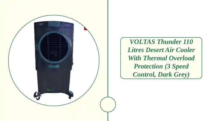 VOLTAS Thunder 110 Litres Desert Air Cooler with Thermal Overload Protection (3 Speed Control, Dark Grey) by@Outfy