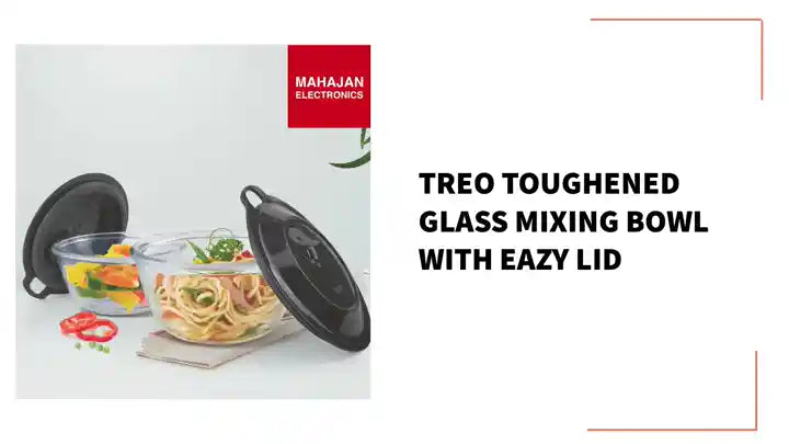 TREO Toughened Glass Mixing Bowl with Eazy Lid by@Outfy