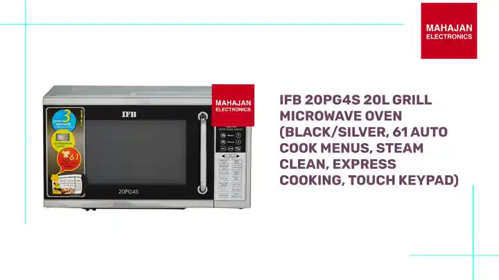 IFB 20PG4S 20L Grill Microwave Oven (Black/Silver, 61 Auto Cook Menus, Steam Clean, Express Cooking, Touch Keypad) by@Outfy