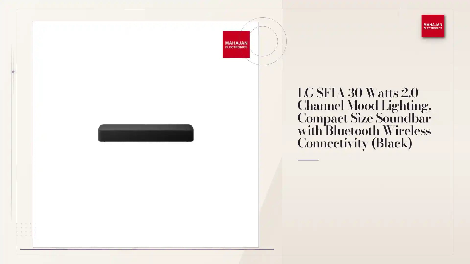 LG SF1A 30 Watts 2.0 Channel Mood Lighting, Compact Size Soundbar with Bluetooth Wireless Connectivity (Black) by@Outfy