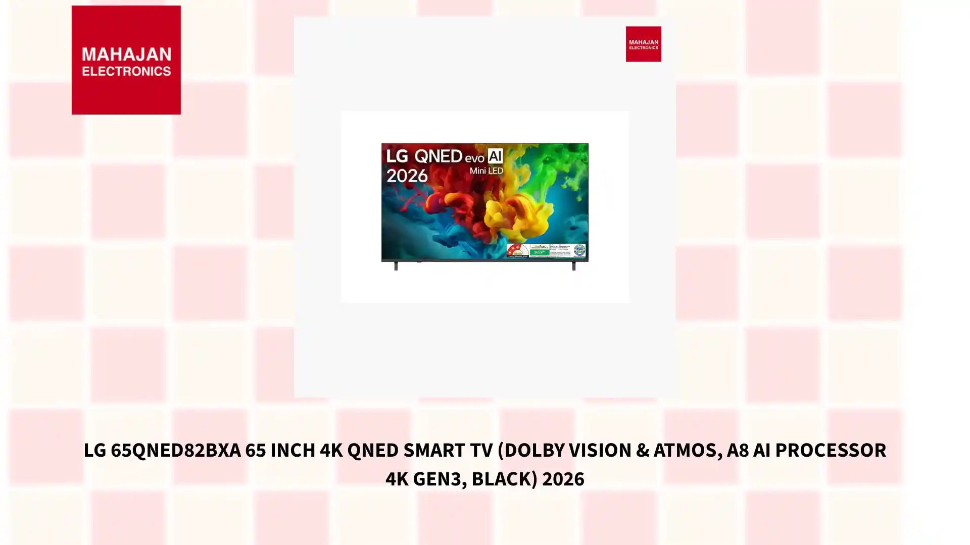 LG 65QNED82BXA 65 Inch 4K QNED Smart TV (Dolby Vision &amp; Atmos, &alpha;8 AI Processor 4K Gen3, Black) 2026 by@Outfy