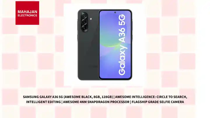 Samsung Galaxy A36 5G (Awesome Black, 8GB, 128GB) | Awesome Intelligence: Circle to Search, Intelligent Editing | Awesome 4nm Snapdragon Processor | Flagship Grade Selfie Camera by@Outfy