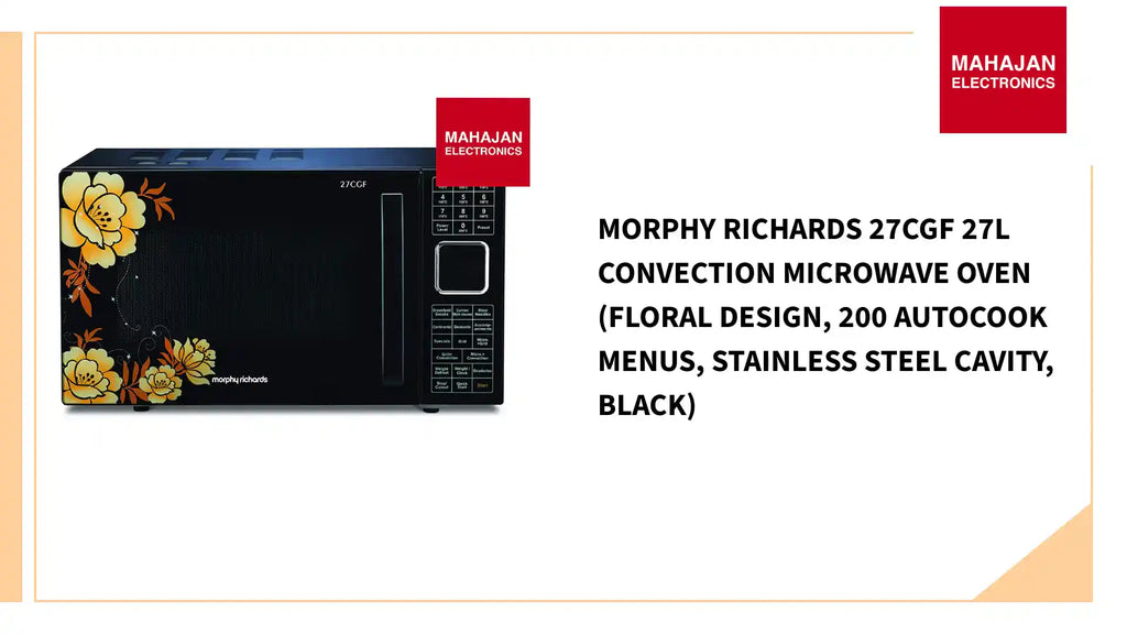 Morphy Richards 27CGF 27L Convection Microwave Oven (Floral Design, 200 Autocook Menus, Stainless Steel Cavity, Black) by@Outfy