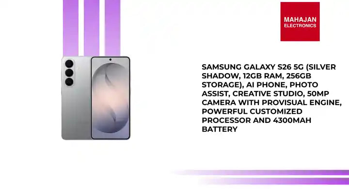 Samsung Galaxy S26 5G (Silver Shadow, 12GB RAM, 256GB Storage), AI Phone, Photo Assist, Creative Studio, 50MP Camera with ProVisual Engine, Powerful Customized Processor and 4300mAh Battery by@Outfy