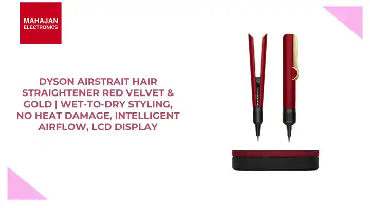 Dyson Airstrait Hair Straightener Red Velvet &amp; Gold | Wet-to-Dry Styling, No Heat Damage, Intelligent Airflow, LCD Display by@Outfy