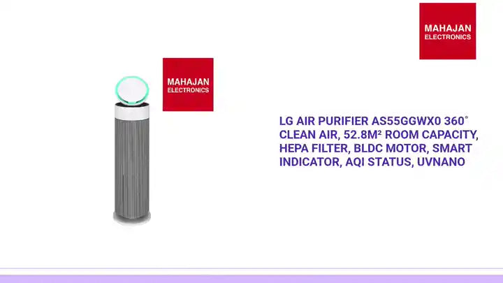 LG Air Purifier AS55GGWX0 360˚ Clean Air, 52.8m&sup2; Room Capacity, HEPA Filter, BLDC Motor, Smart indicator, AQI Status, UVnano by@Outfy