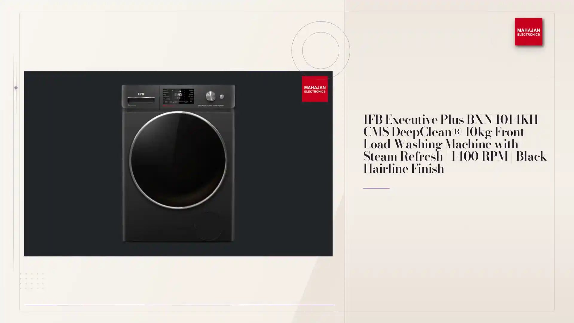 IFB Executive Plus BXN 1014KH CMS DeepClean&reg; 10kg Front Load Washing Machine with Steam Refresh | 1400 RPM | Black Hairline Finish by@Outfy