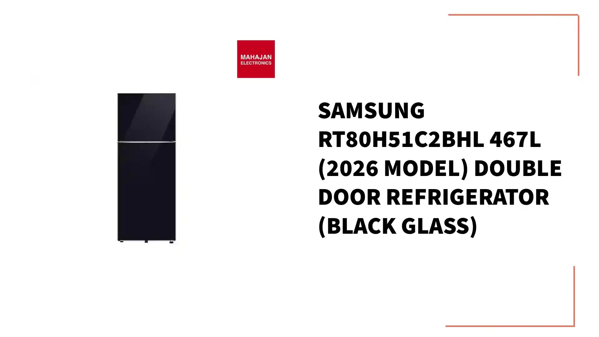 Samsung RT80H51C2BHL 467L (2026 Model) Double Door Refrigerator (Black Glass) by@Outfy