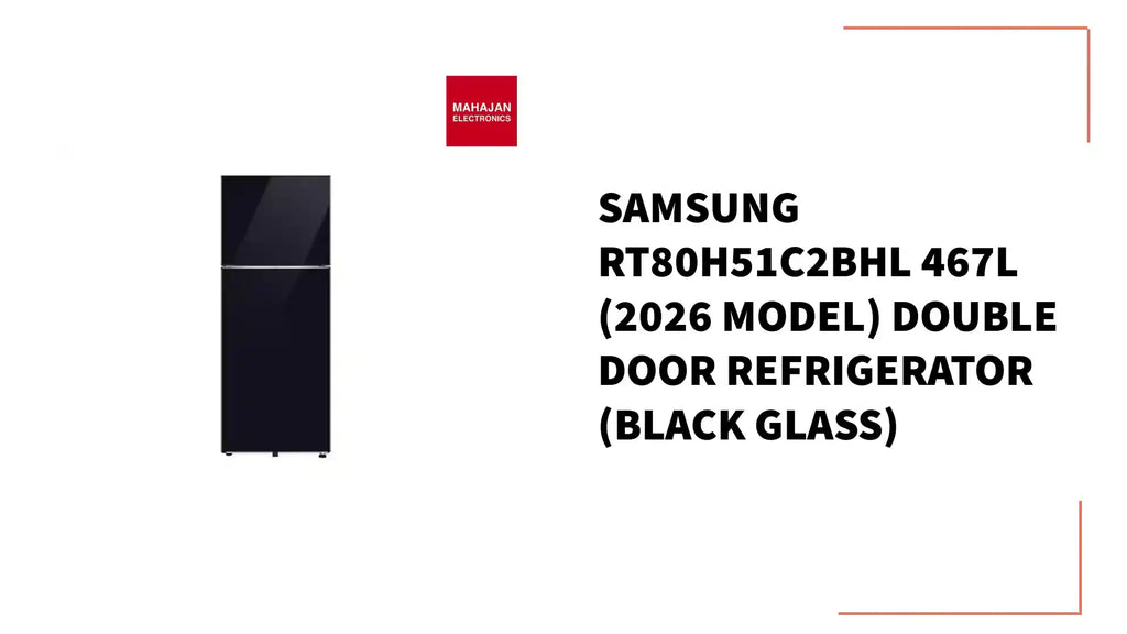 Samsung RT80H51C2BHL 467L (2026 Model) Double Door Refrigerator (Black Glass) by@Outfy