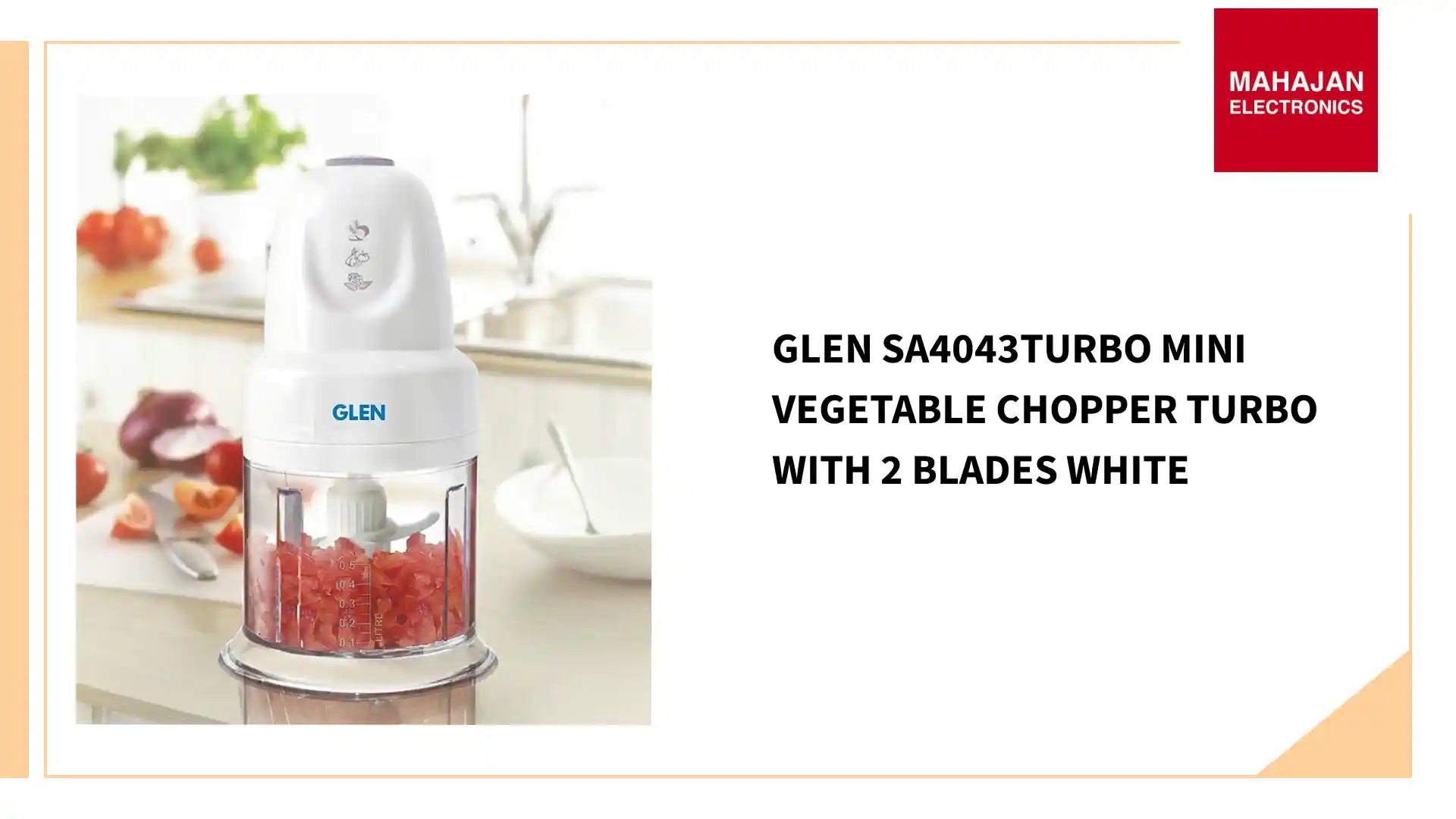 Glen SA4043TURBO Mini Vegetable Chopper Turbo With 2 Blades White by@Outfy