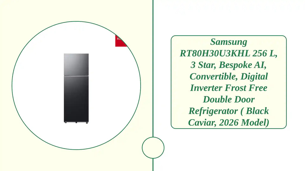 Samsung RT80H30U3KHL 256 L, 3 Star, Bespoke AI, Convertible, Digital Inverter Frost Free Double Door Refrigerator ( Black Caviar, 2026 Model) by@Outfy