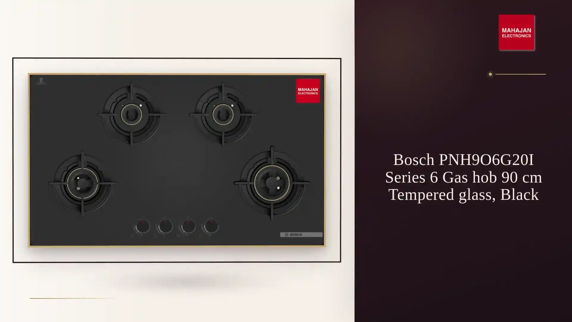 Bosch PNH9O6G20I Series 6 Gas hob 90 cm Tempered glass, Black by@Outfy