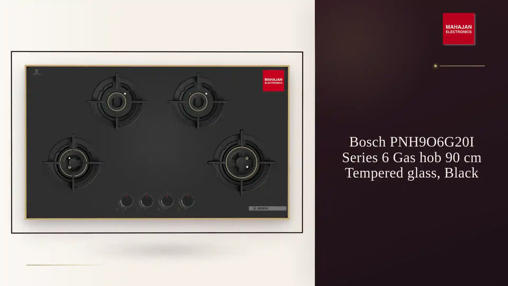 Bosch PNH9O6G20I Series 6 Gas hob 90 cm Tempered glass, Black by@Outfy