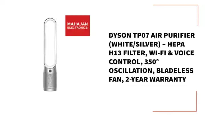 Dyson TP07 Air Purifier (White/Silver) &ndash; HEPA H13 Filter, Wi-Fi &amp; Voice Control, 350&deg; Oscillation, Bladeless Fan, 2-Year Warranty by@Outfy