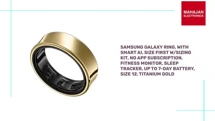 Samsung Galaxy Ring, with Smart AI, Size First W/Sizing Kit, No App Subscription, Fitness Monitor, Sleep Tracker, Up to 7-Day Battery, Size 12, Titanium Gold by@Outfy