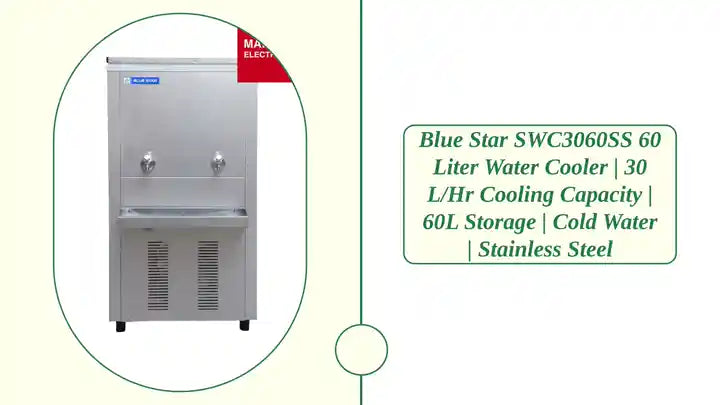 Blue Star SWC3060SS 60 Liter Water Cooler | 30 L/Hr Cooling Capacity | 60L Storage | Cold Water | Stainless Steel by@Outfy