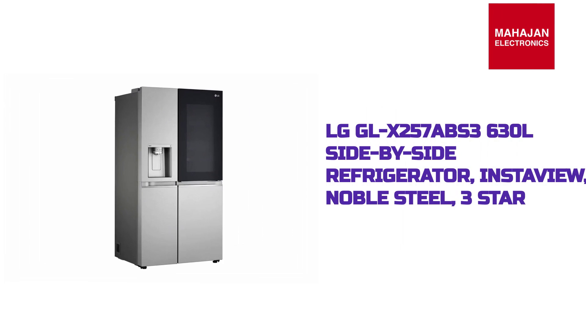 LG GL-X257ABS3 630L Side-by-Side Refrigerator, InstaView, Noble Steel, 3 Star by@Outfy