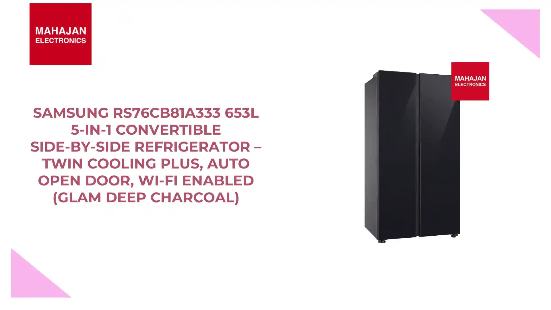 Samsung RS76CB81A333 653L 5-in-1 Convertible Side-by-Side Refrigerator &ndash; Twin Cooling Plus, Auto Open Door, Wi-Fi Enabled (Glam Deep Charcoal) by@Outfy