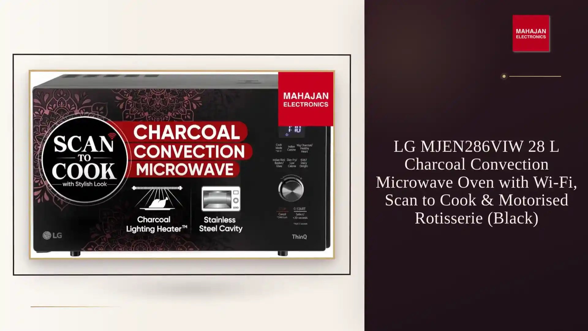 LG MJEN286VIW 28 L Charcoal Convection Microwave Oven with Wi-Fi, Scan to Cook &amp; Motorised Rotisserie (Black) by@Outfy