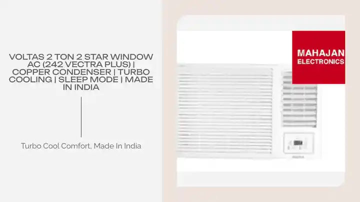 Voltas 2 Ton 2 Star Window AC (242 Vectra Plus) | Copper Condenser | Turbo Cooling | Sleep Mode | Made in India by@Outfy
