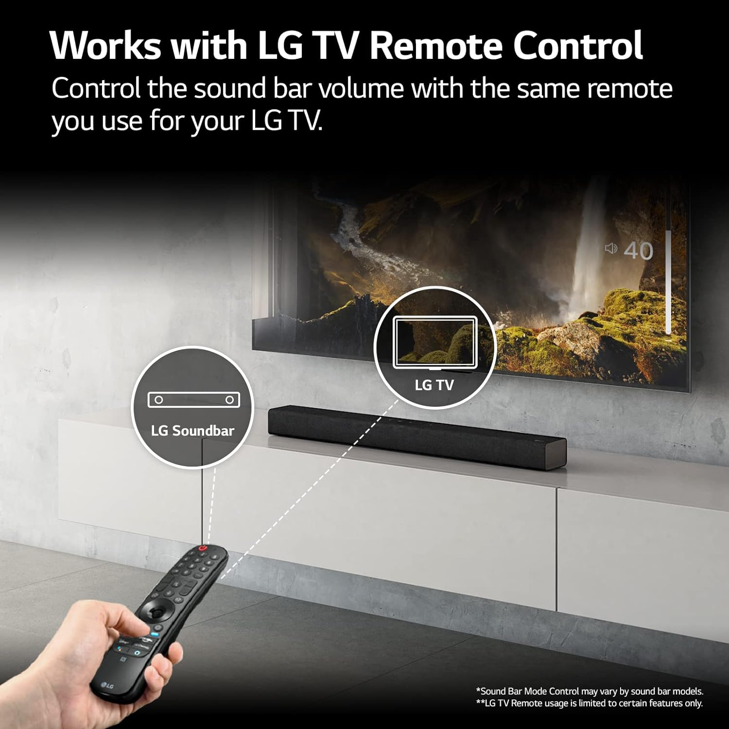 LG Soundbar S40Q, 300W Dolby Digital Soundbar for TV with Subwoofer, 2.1Ch Home Theatre System, Deep Bass, Bluetooth, HDMI