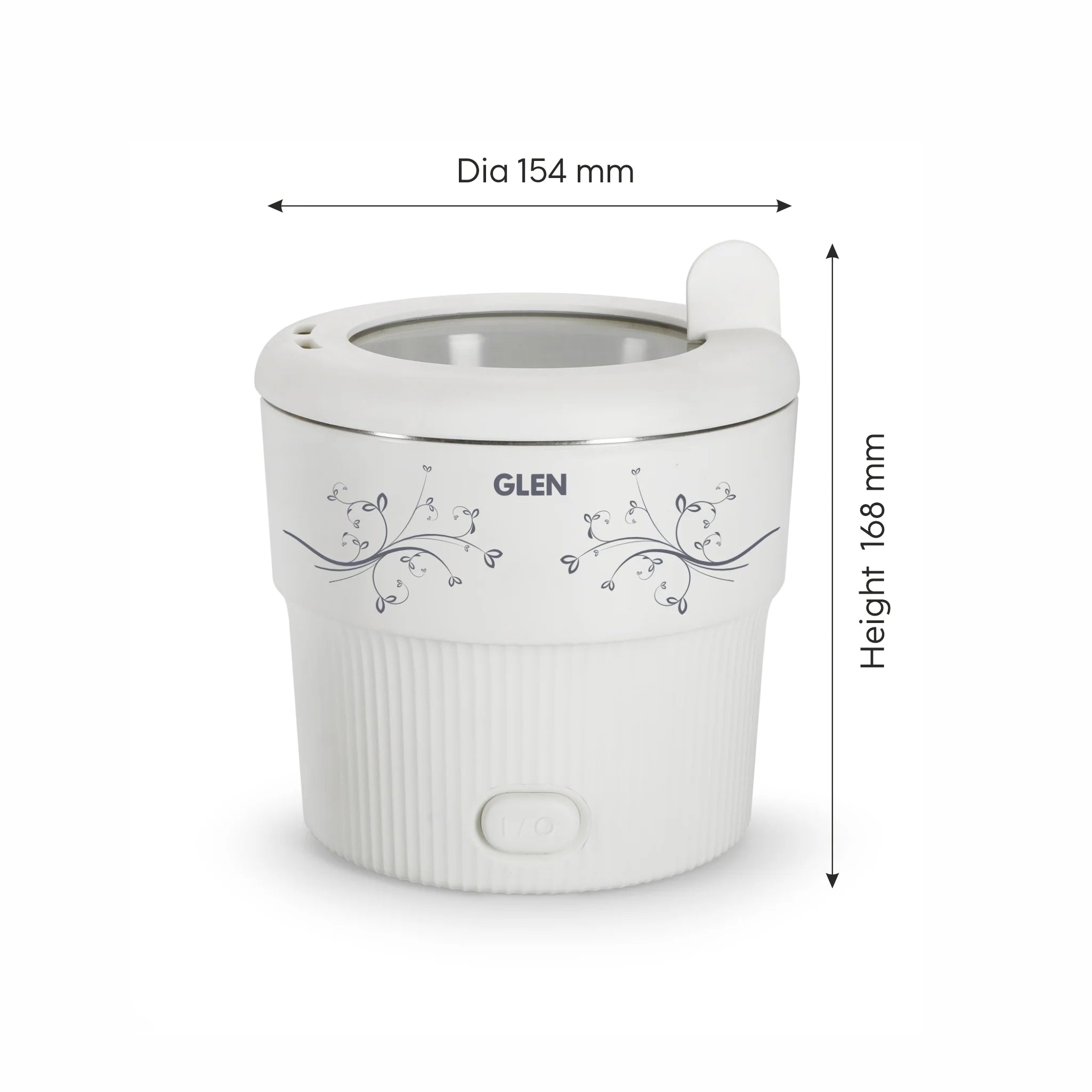 Glen Electric Mini Cooker, 0.8 Litre Steam, Cook & Boil 500W- White (3054) - Mahajan Electronics Online