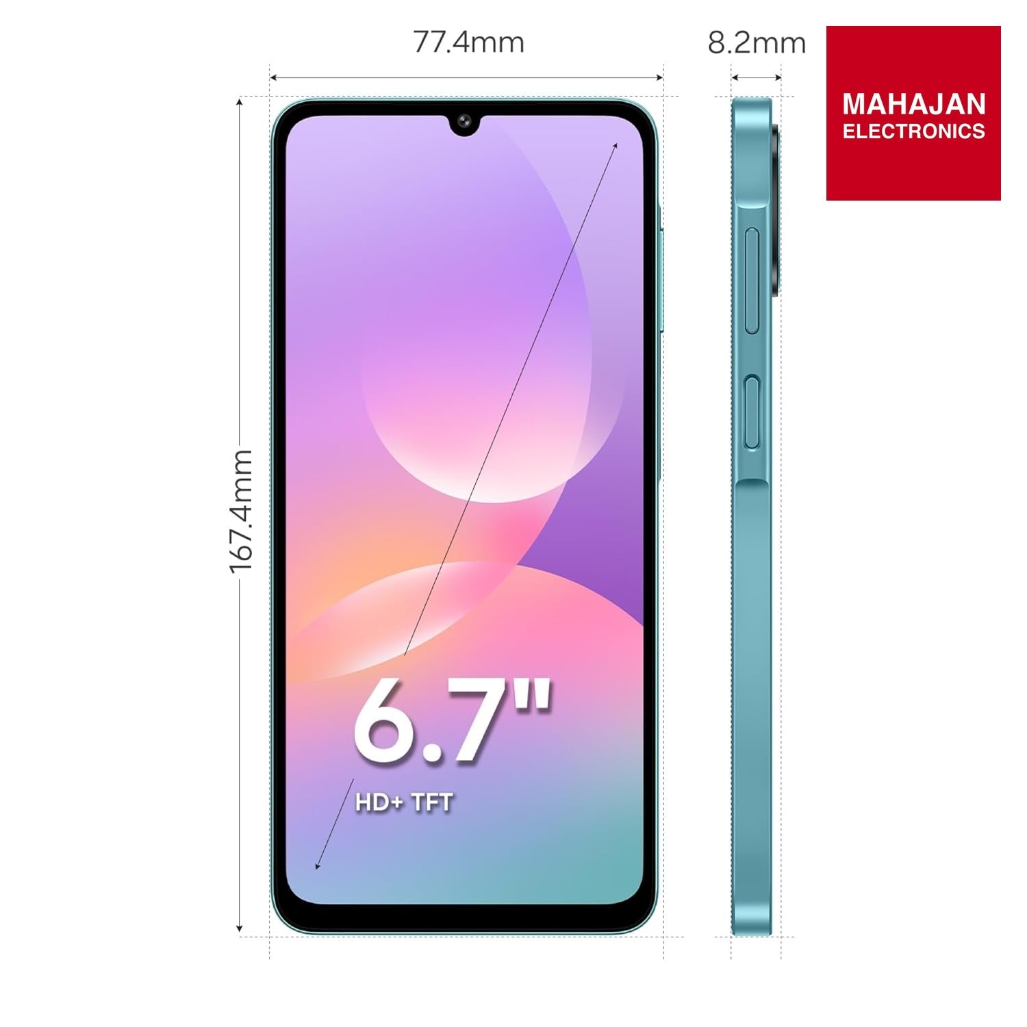 Samsung Galaxy M17e Blitz Blue image 10 with Mahajan Electronics logo
